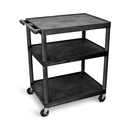 Luxor 40"H AV Cart - Three Large Shelves - Black LP40-B